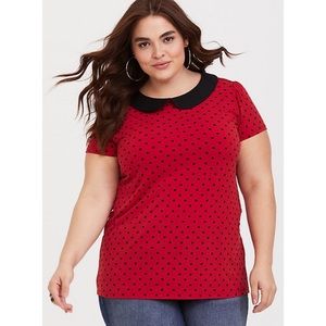 Red polka dot knit tee